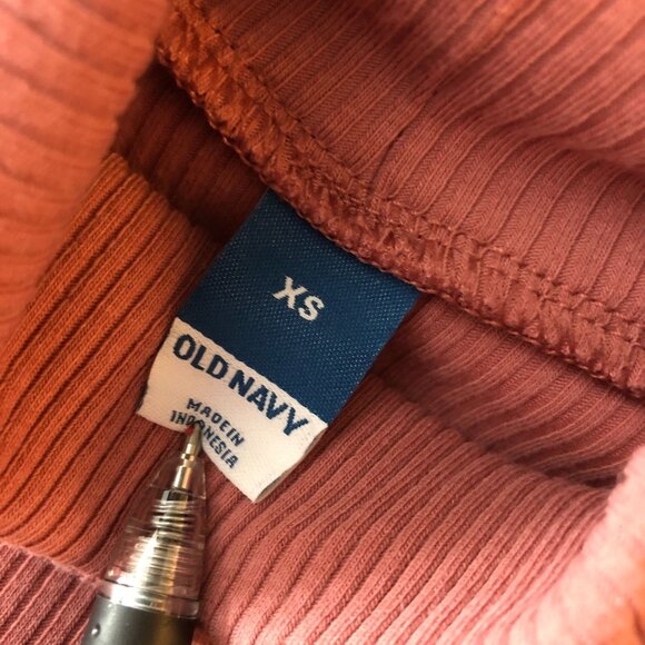 Old Navy Ribbed Long Sleeve Turtleneck Top XS Cotton Blend Pink - Picture 3 of 4